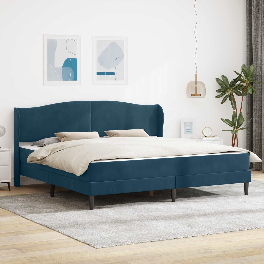 Sengestel med hovedgærde Blå 200 x 200 cm Fløjl