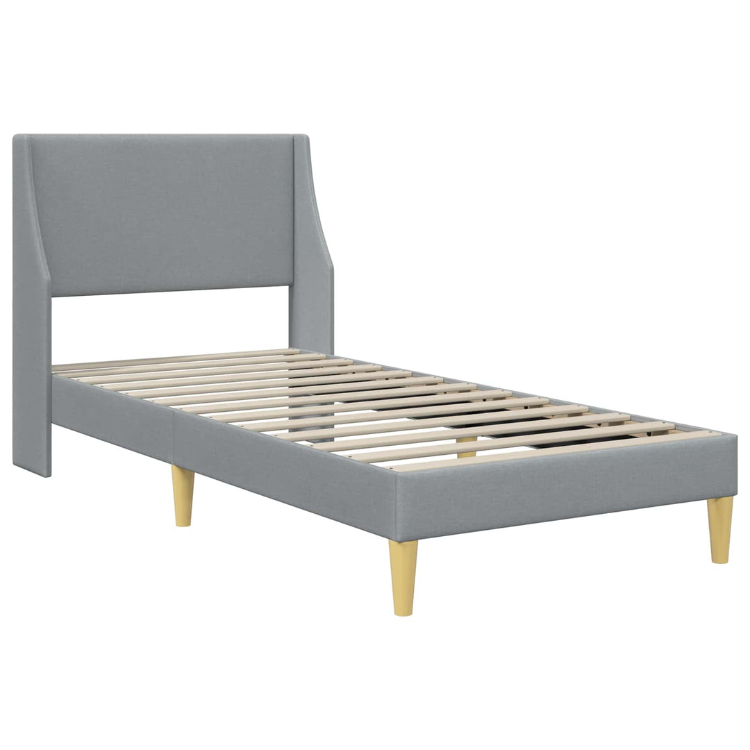 Sengeramme med madras med hovedgærde Lysegrå 90 x 190 cm Stof