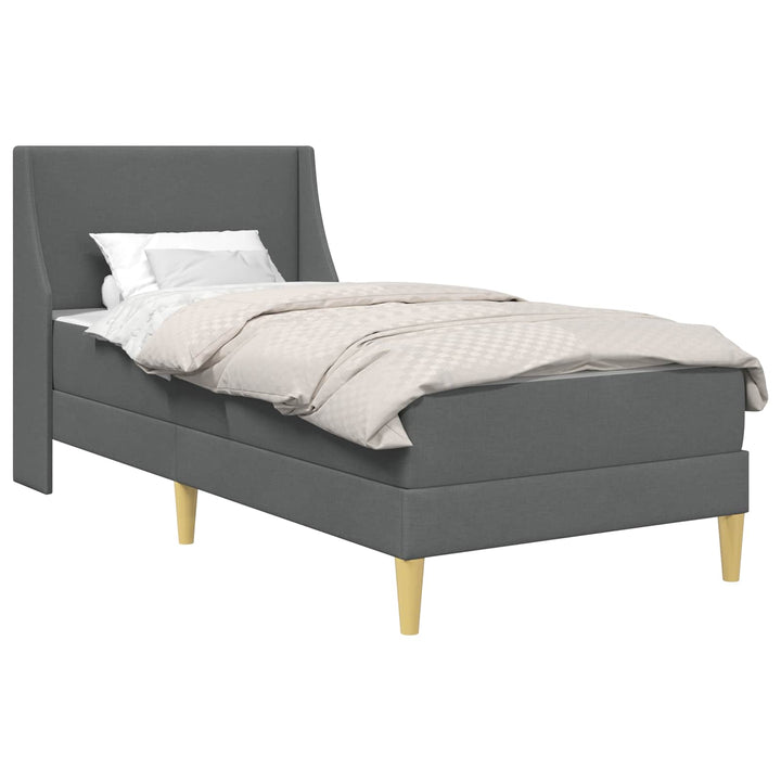 Sengeramme med madras med hovedgærde Mørkegrå 90 x 190 cm Stof