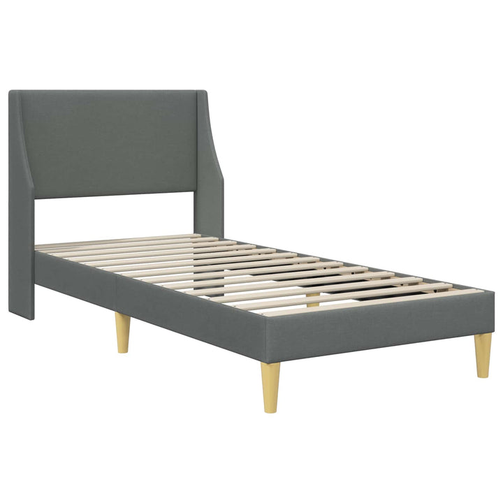 Sengeramme med madras med hovedgærde Mørkegrå 90 x 190 cm Stof