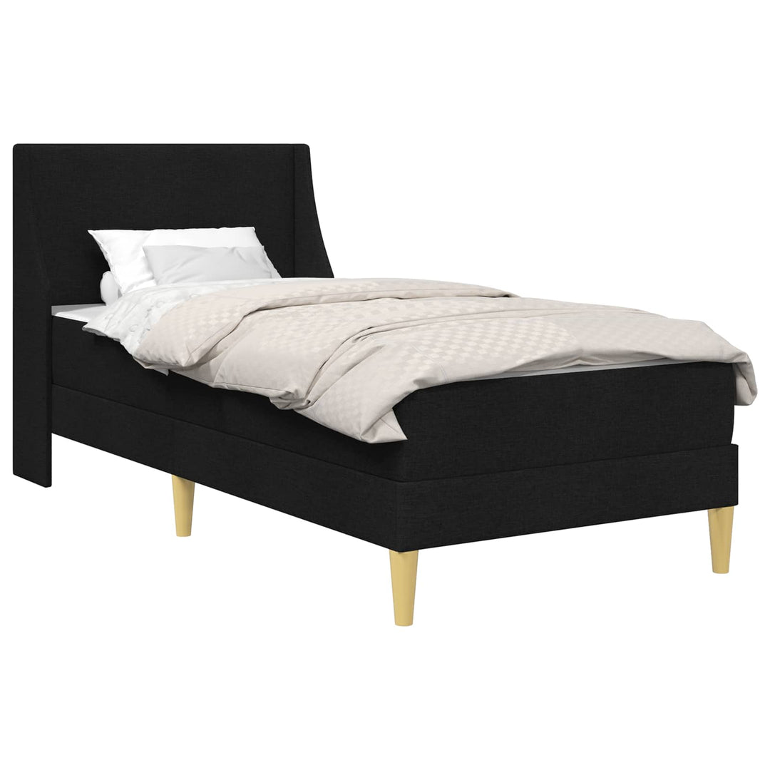 Sengeramme med madras med hovedgærde Sort 90 x 190 cm Stof