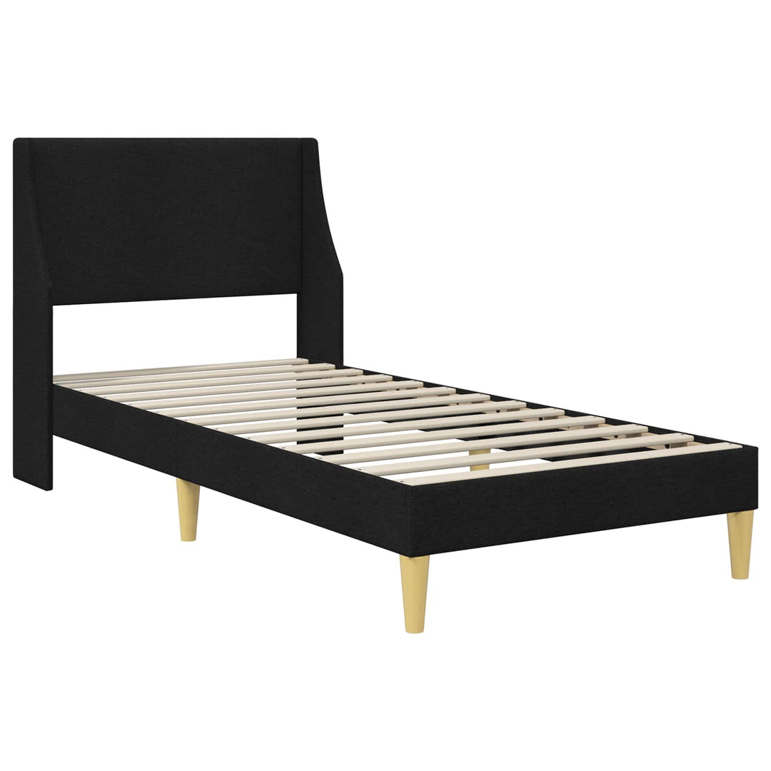 Sengeramme med madras med hovedgærde Sort 90 x 190 cm Stof