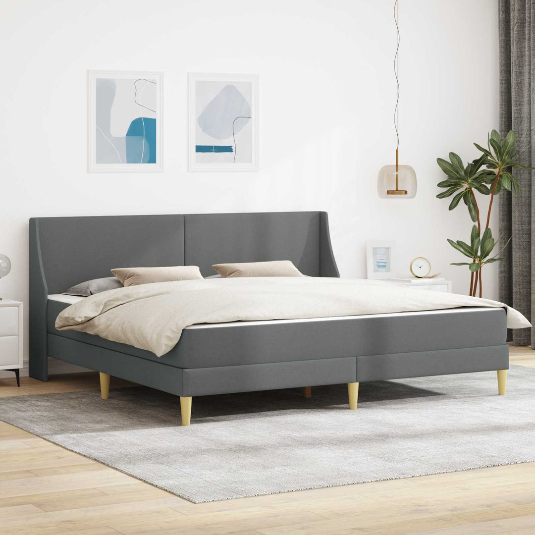 Sengeramme med madras med hovedgærde Mørkegrå 180 x 200 cm Stof
