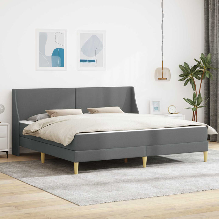 Sengeramme med madras med hovedgærde Mørkegrå 180 x 200 cm Stof