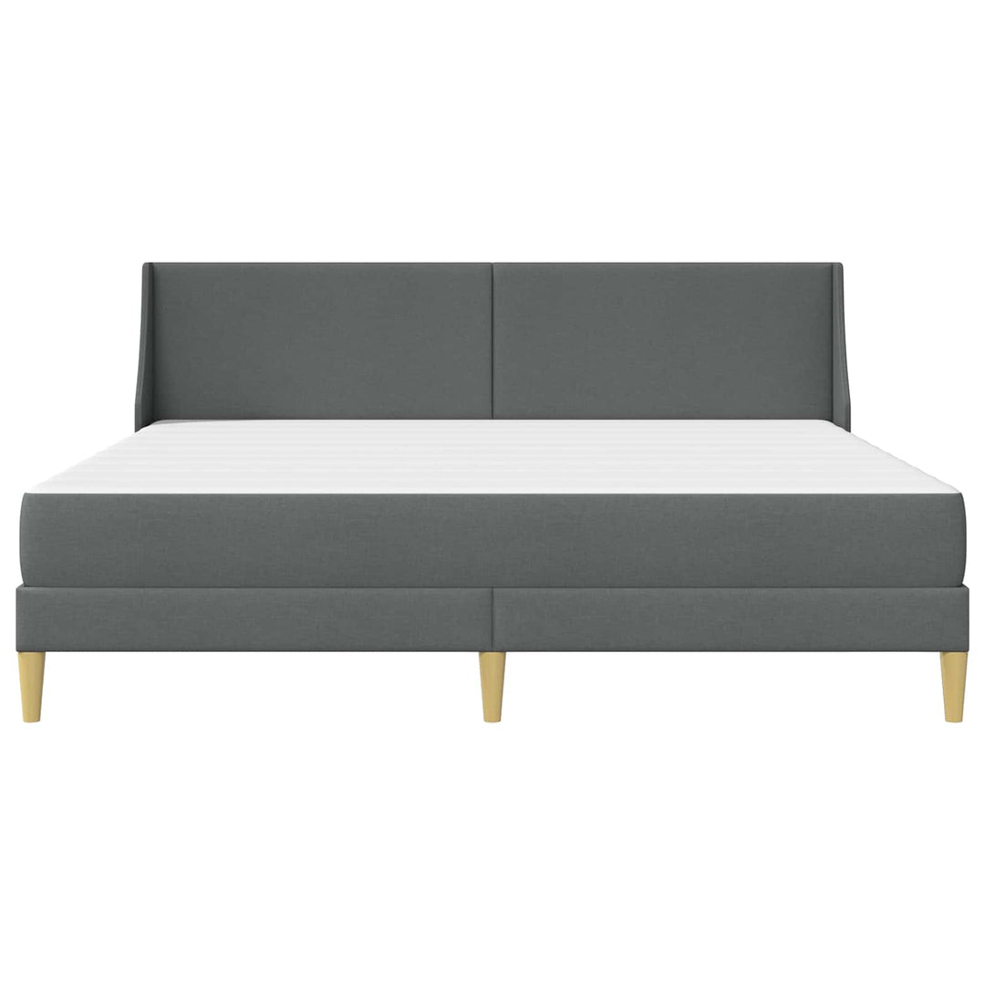 Sengeramme med madras med hovedgærde Mørkegrå 180 x 200 cm Stof