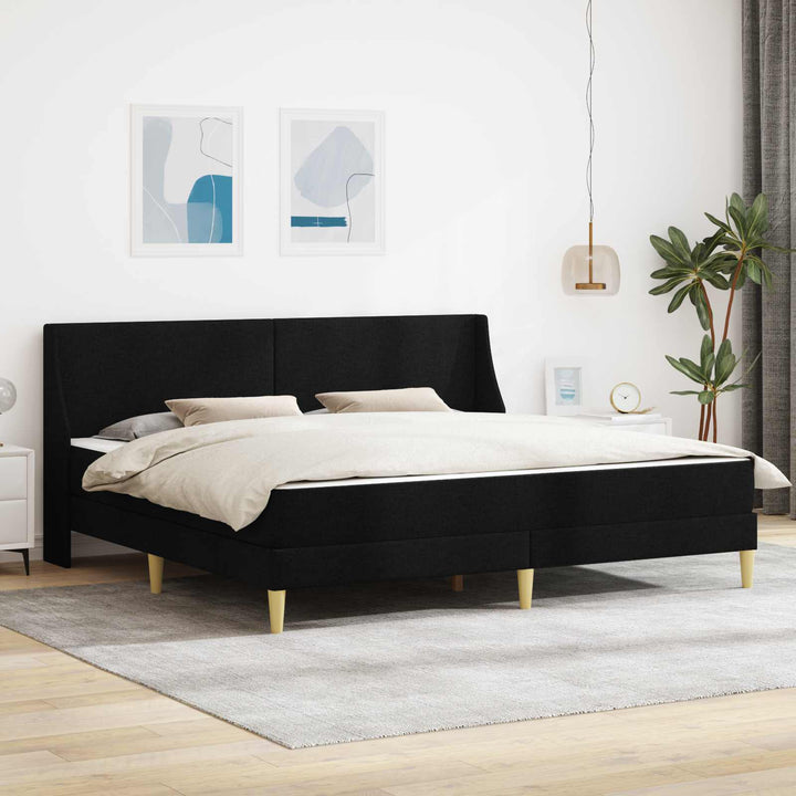 Sengeramme med madras med hovedgærde Sort 180 x 200 cm Stof