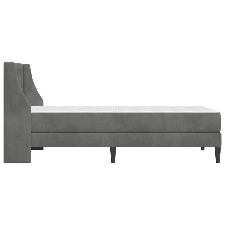 Sengeramme med madras med hovedgærde Mørkegrå 90 x 190 cm Fløjl