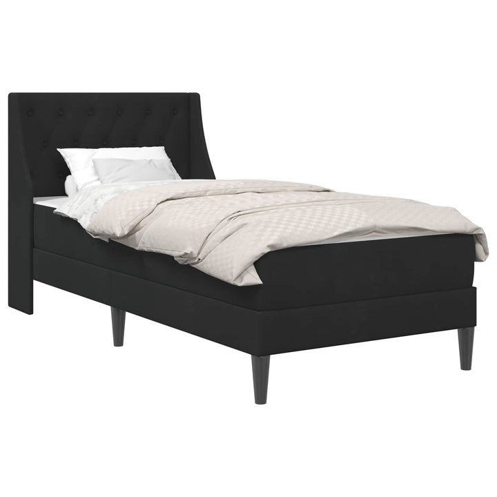 Sengeramme med madras med hovedgærde Sort 90 x 190 cm Fløjl