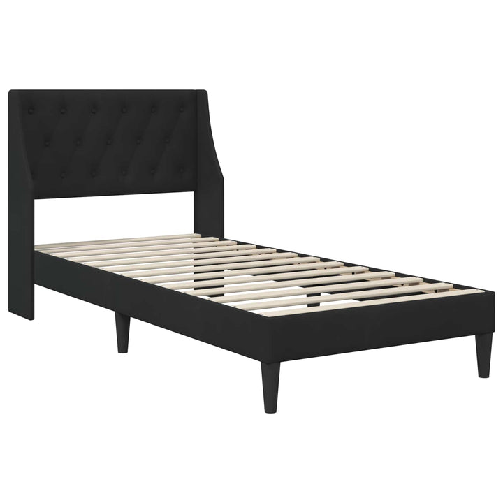 Sengeramme med madras med hovedgærde Sort 90 x 190 cm Fløjl