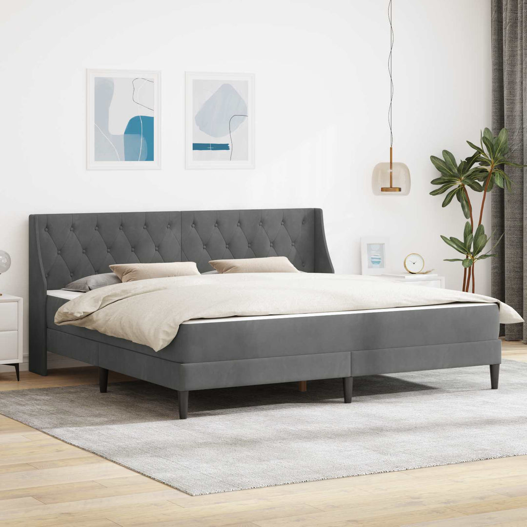 Sengeramme med madras Mørkegrå 180 x 200 cm Fløjl