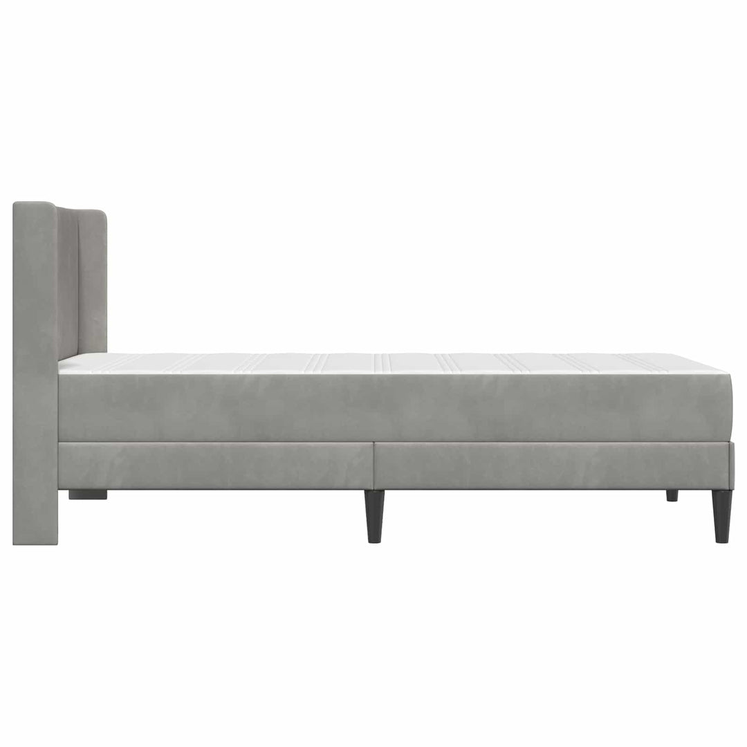 Sengeramme med madras med hovedgærde Lysegrå 90 x 190 cm Fløjl