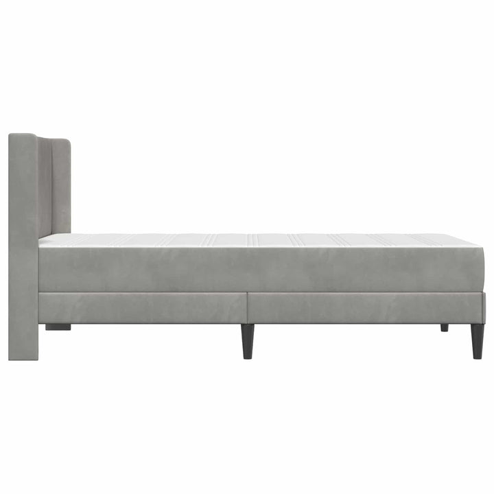 Sengeramme med madras med hovedgærde Lysegrå 90 x 190 cm Fløjl
