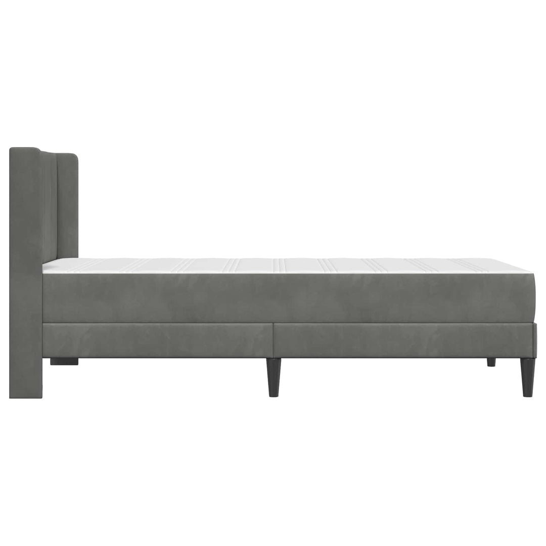 Sengeramme med madras med hovedgærde Mørkegrå 90 x 190 cm Fløjl