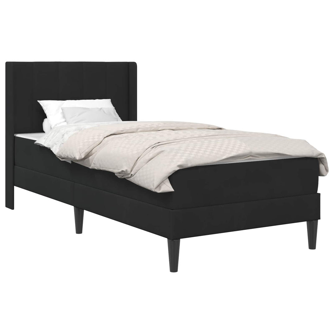 Sengeramme med madras med hovedgærde Sort 90 x 190 cm Fløjl