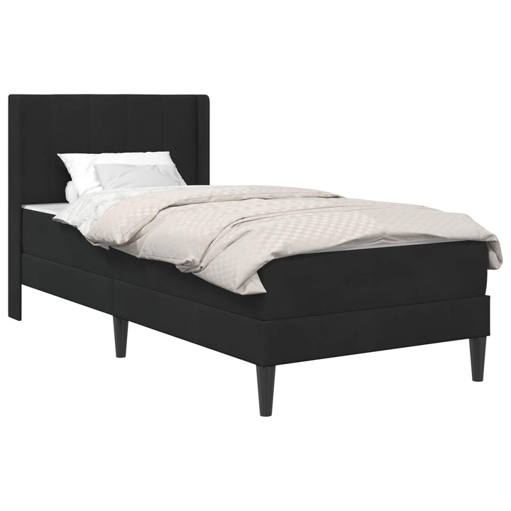 Sengeramme med madras med hovedgærde Sort 90 x 190 cm Fløjl