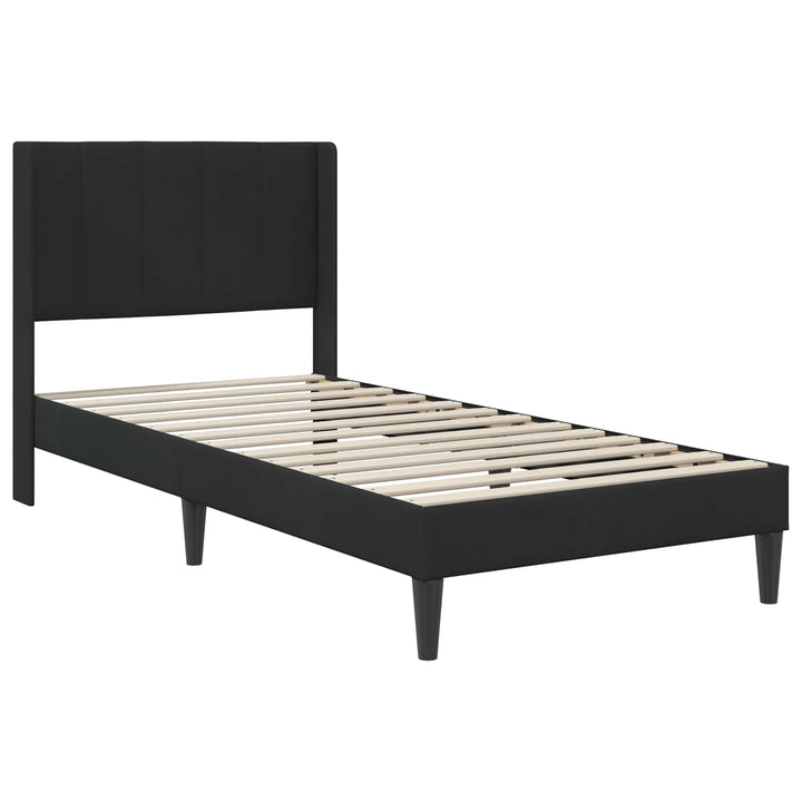 Sengeramme med madras med hovedgærde Sort 90 x 190 cm Fløjl