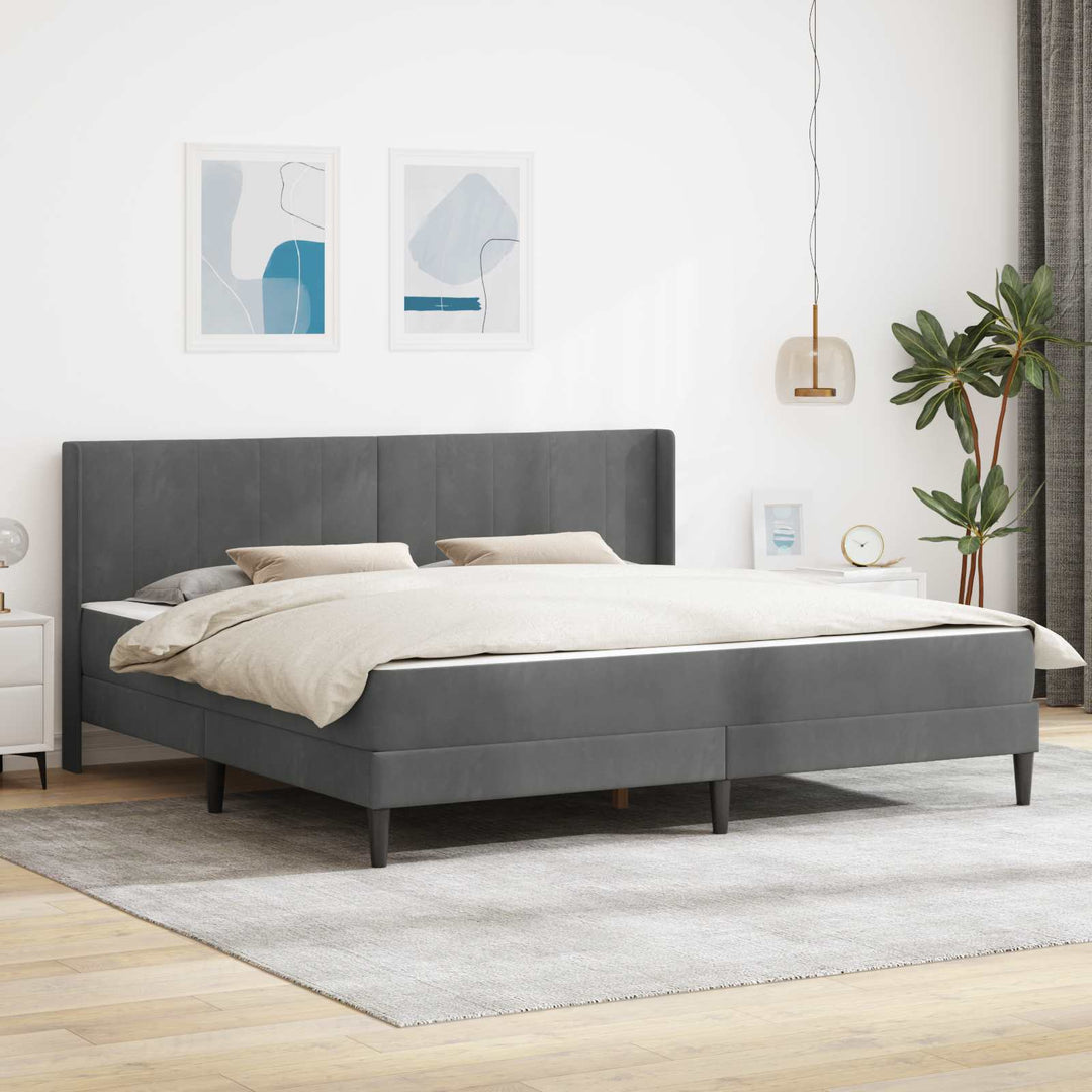 Sengeramme med madras Mørkegrå 180 x 200 cm Fløjl