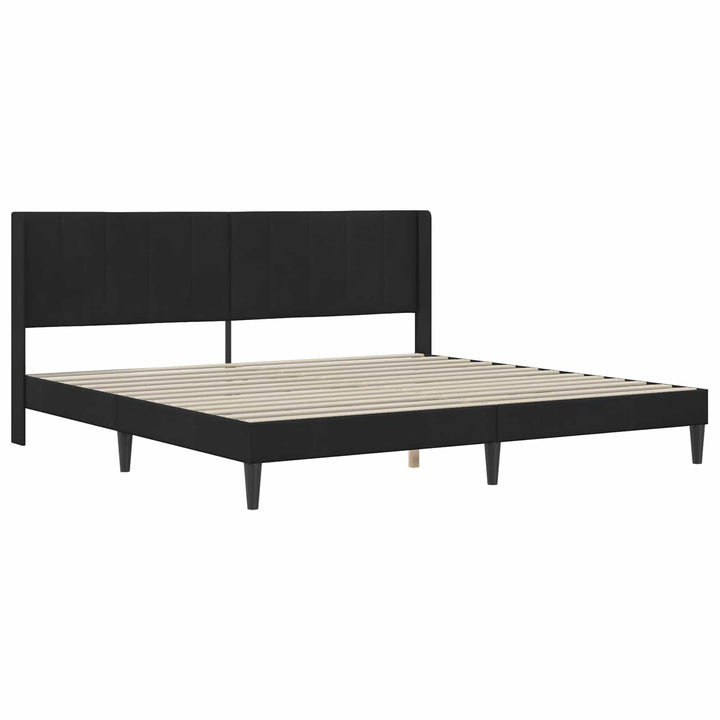 Sengeramme med madras med hovedgærde Sort 180 x 200 cm Fløjl