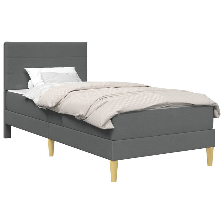 Sengeramme med madras med hovedgærde Mørkegrå 90 x 190 cm Stof