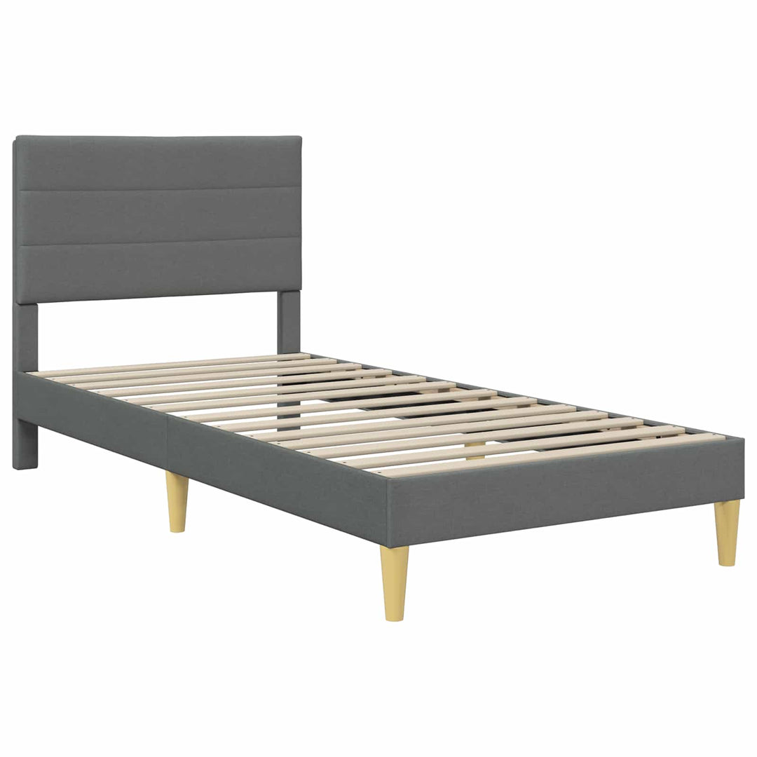 Sengeramme med madras med hovedgærde Mørkegrå 90 x 190 cm Stof