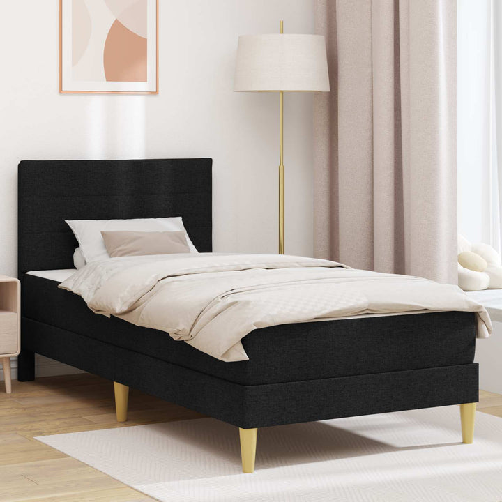 Sengeramme med madras med hovedgærde Sort 90 x 190 cm Stof