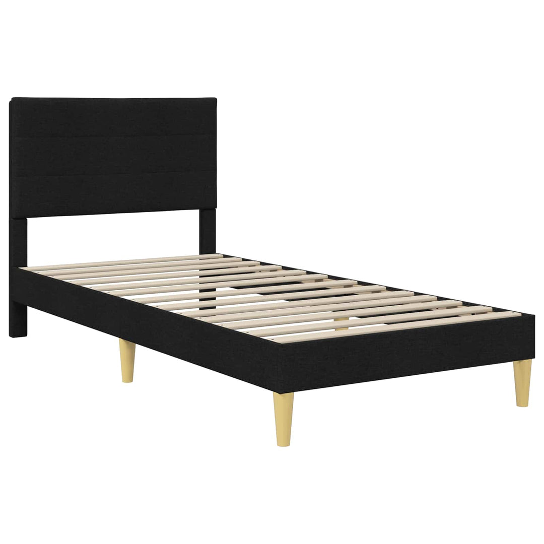 Sengeramme med madras med hovedgærde Sort 90 x 190 cm Stof