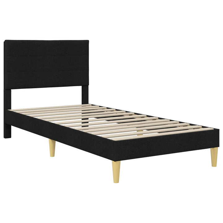 Sengeramme med madras med hovedgærde Sort 90 x 190 cm Stof