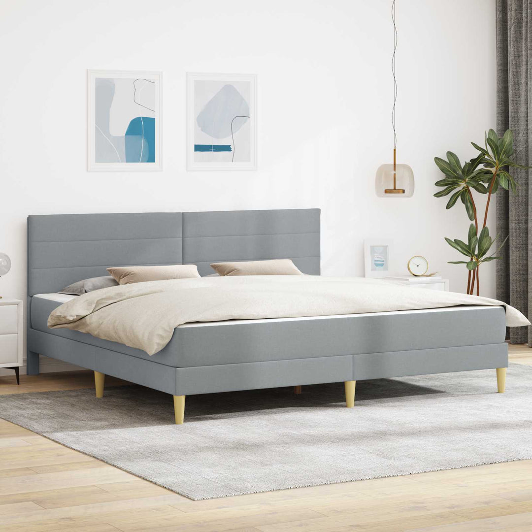 Sengeramme med madras med hovedgærde Lysegrå 180 x 200 cm Stof
