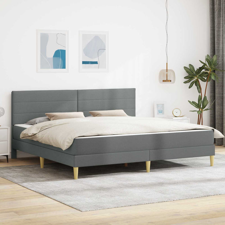 Sengeramme med madras med hovedgærde Mørkegrå 180 x 200 cm Stof