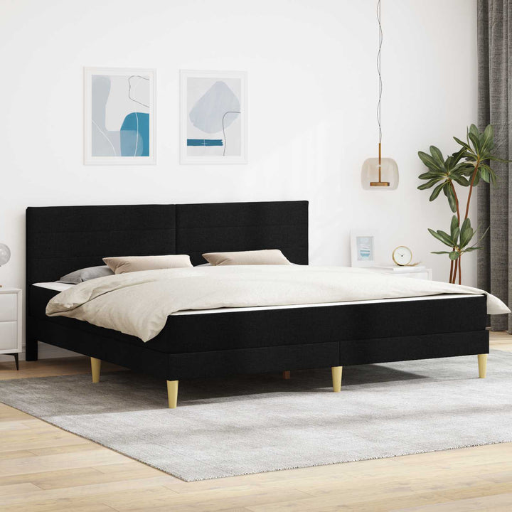 Sengeramme med madras med hovedgærde Sort 180 x 200 cm Stof