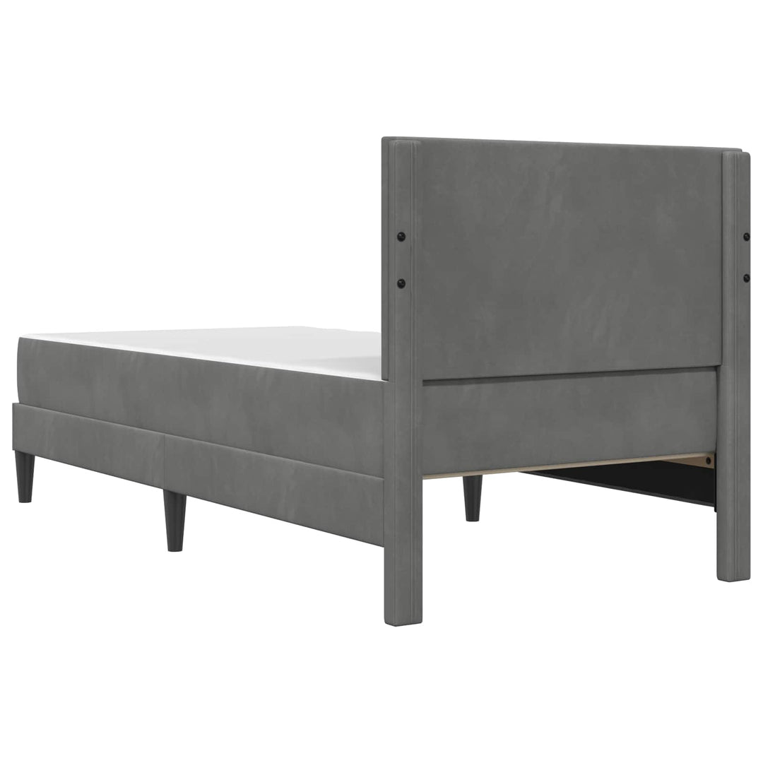 Sengeramme med madras med hovedgærde Mørkegrå 90 x 190 cm Fløjl