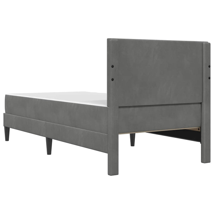Sengeramme med madras med hovedgærde Mørkegrå 90 x 190 cm Fløjl