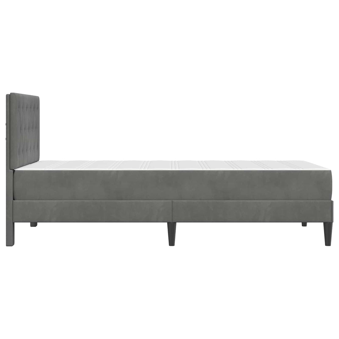 Sengeramme med madras med hovedgærde Mørkegrå 90 x 190 cm Fløjl