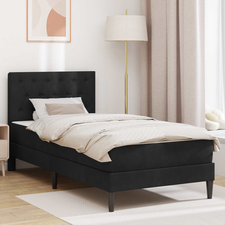 Sengeramme med madras med hovedgærde Sort 90 x 190 cm Fløjl