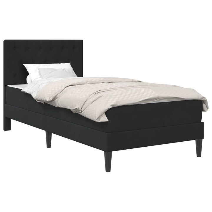 Sengeramme med madras med hovedgærde Sort 90 x 190 cm Fløjl