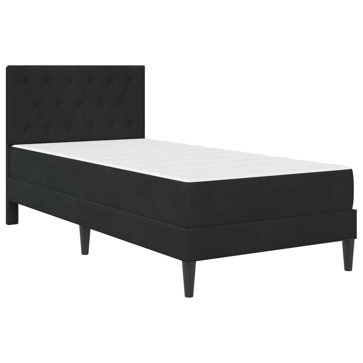 Sengeramme med madras med hovedgærde Sort 90 x 190 cm Fløjl