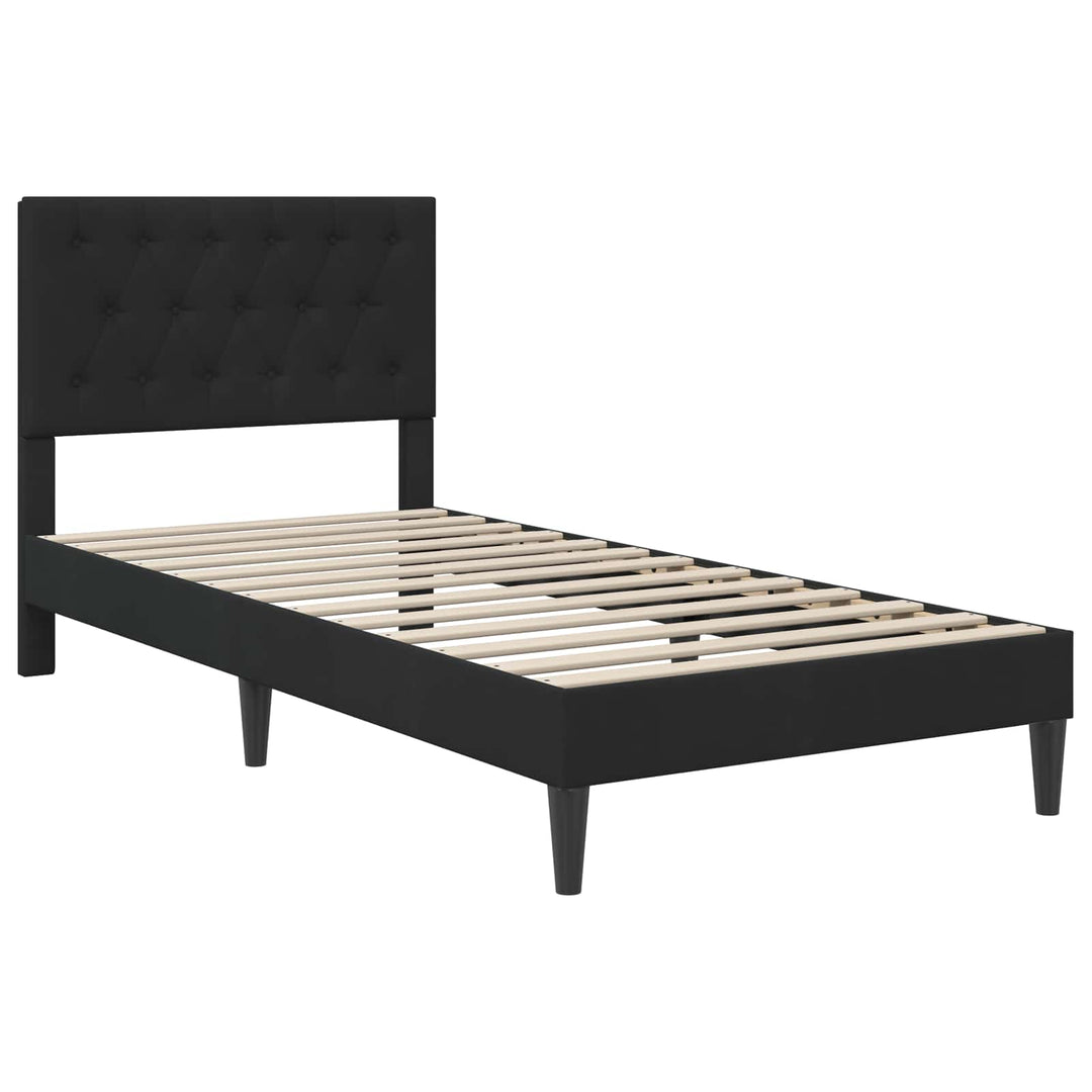 Sengeramme med madras med hovedgærde Sort 90 x 190 cm Fløjl