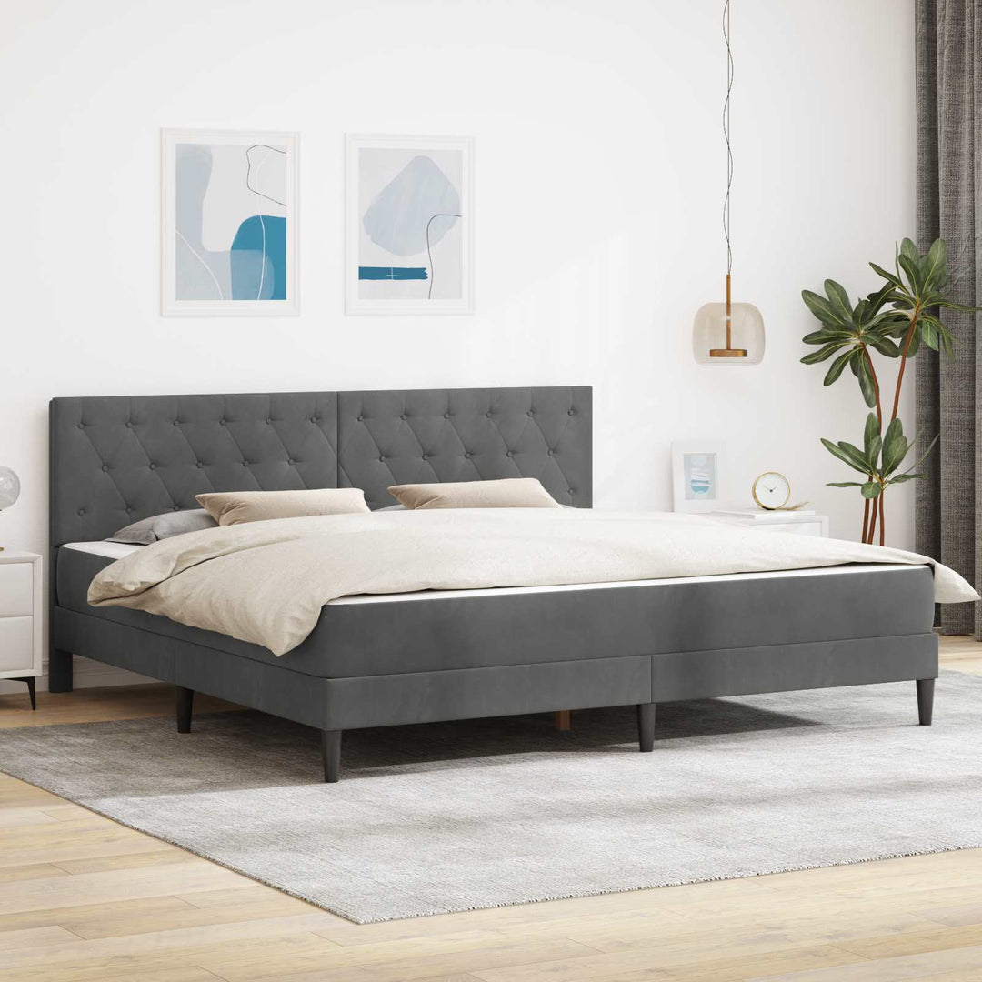 Sengeramme med madras Mørkegrå 180 x 200 cm Fløjl
