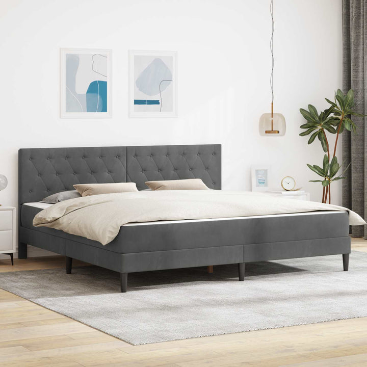 Sengeramme med madras Mørkegrå 180 x 200 cm Fløjl