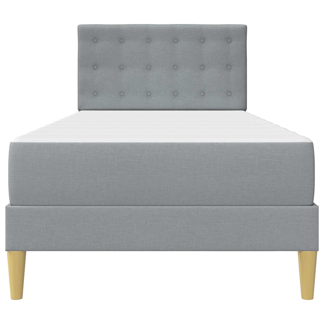 Sengeramme med madras med hovedgærde Lysegrå 90 x 190 cm Stof