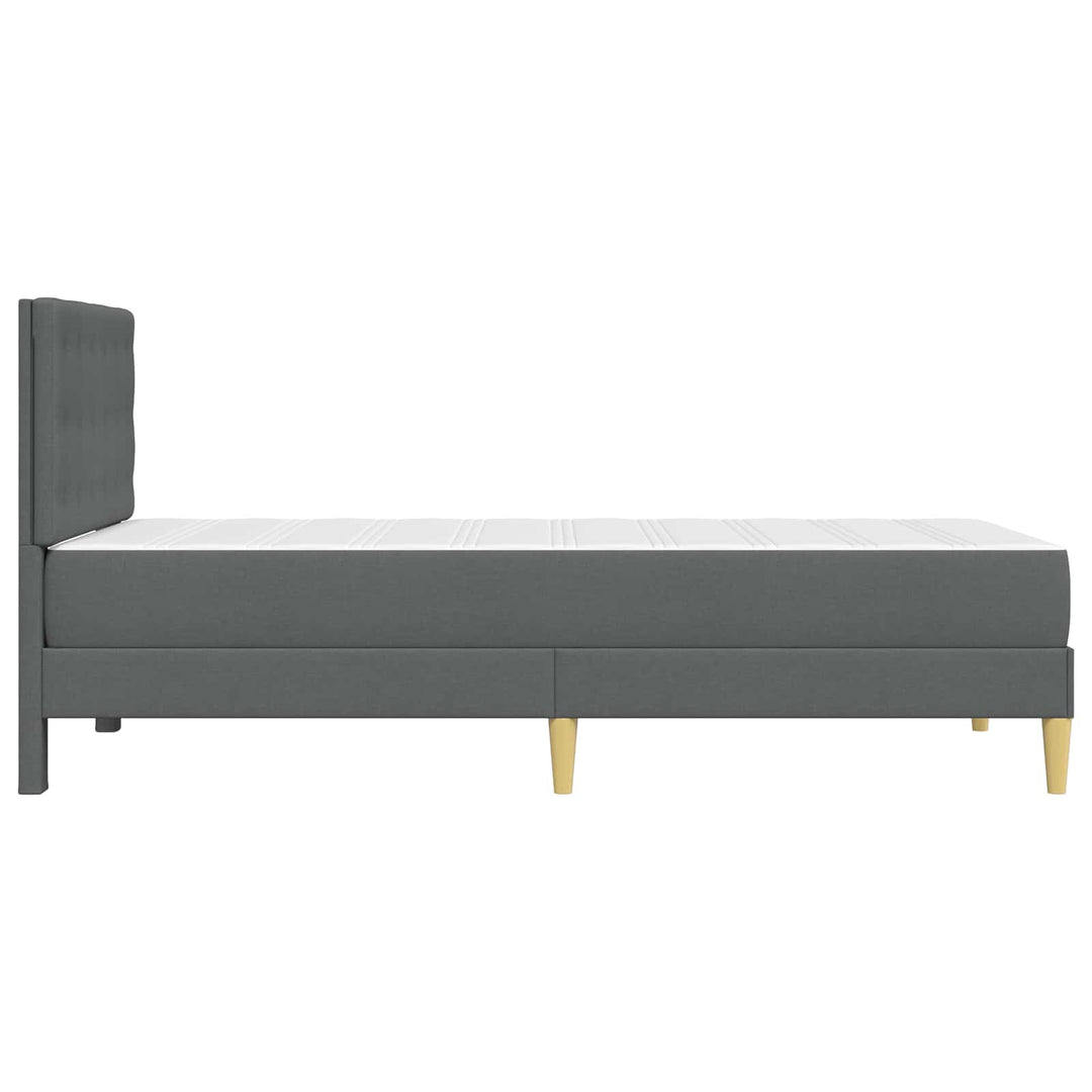 Sengeramme med madras med hovedgærde Mørkegrå 90 x 190 cm Stof