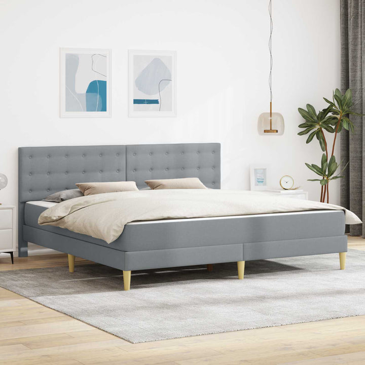 Sengeramme med madras med hovedgærde Lysegrå 180 x 200 cm Stof