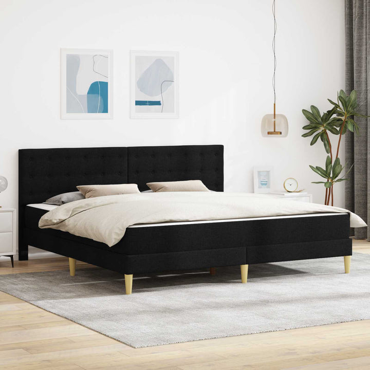 Sengeramme med madras med hovedgærde Sort 180 x 200 cm Stof