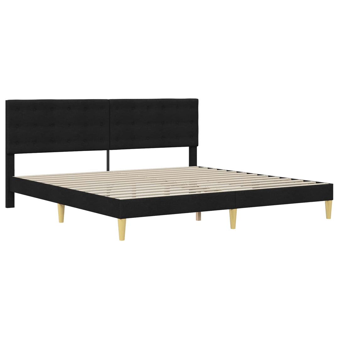 Sengeramme med madras med hovedgærde Sort 180 x 200 cm Stof