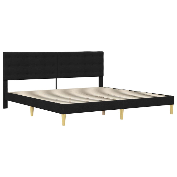 Sengeramme med madras med hovedgærde Sort 180 x 200 cm Stof