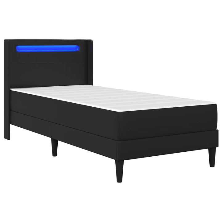 Sengestel med LED-lysstrimler Sort 90 x 190 cm Kunstlæder