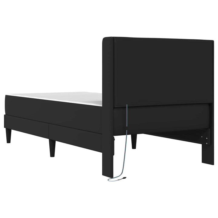 Sengestel med LED-lysstrimler Sort 90 x 190 cm Kunstlæder