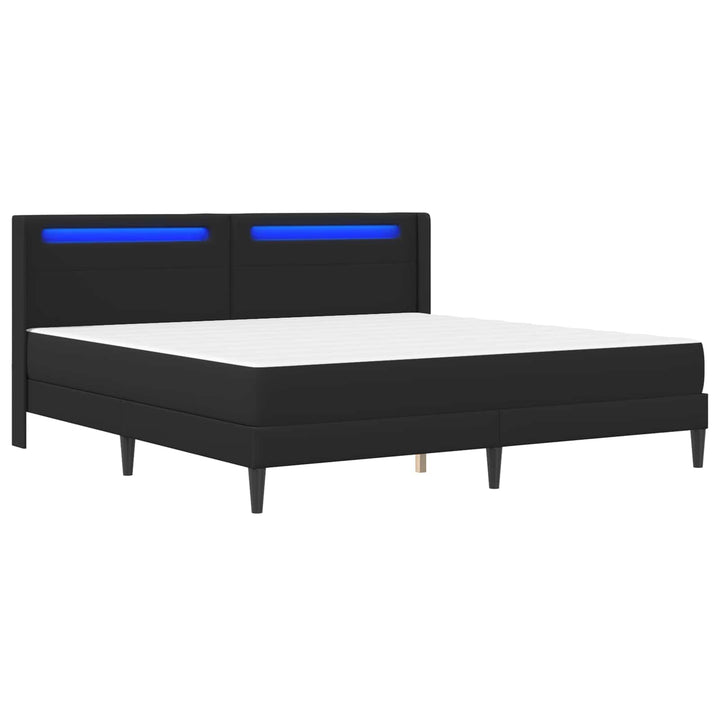 Sengestel med LED-lysstrimler Sort 180 x 200 cm Kunstlæder