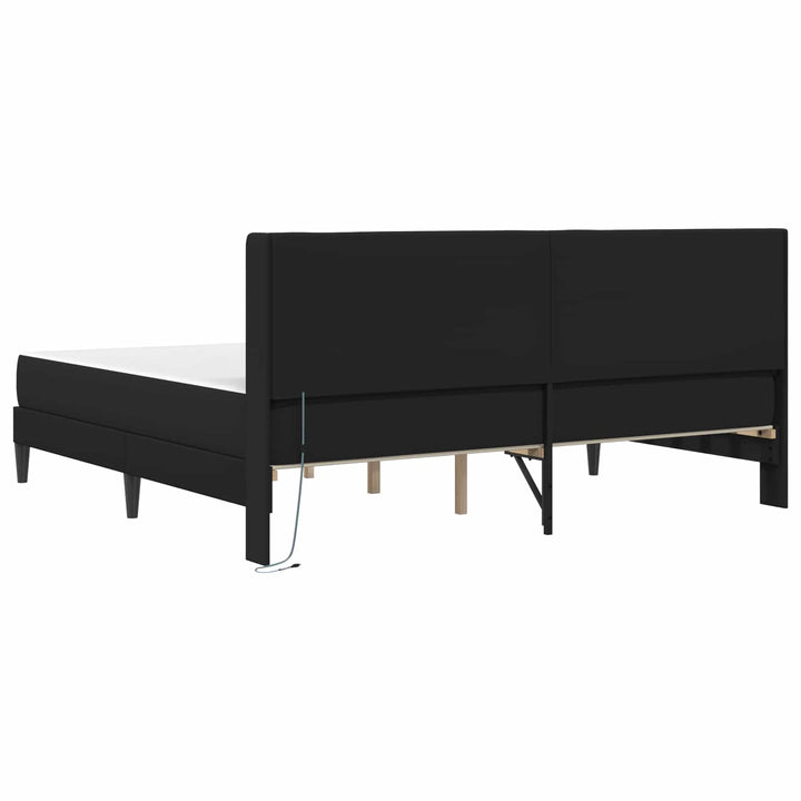 Sengestel med LED-lysstrimler Sort 180 x 200 cm Kunstlæder