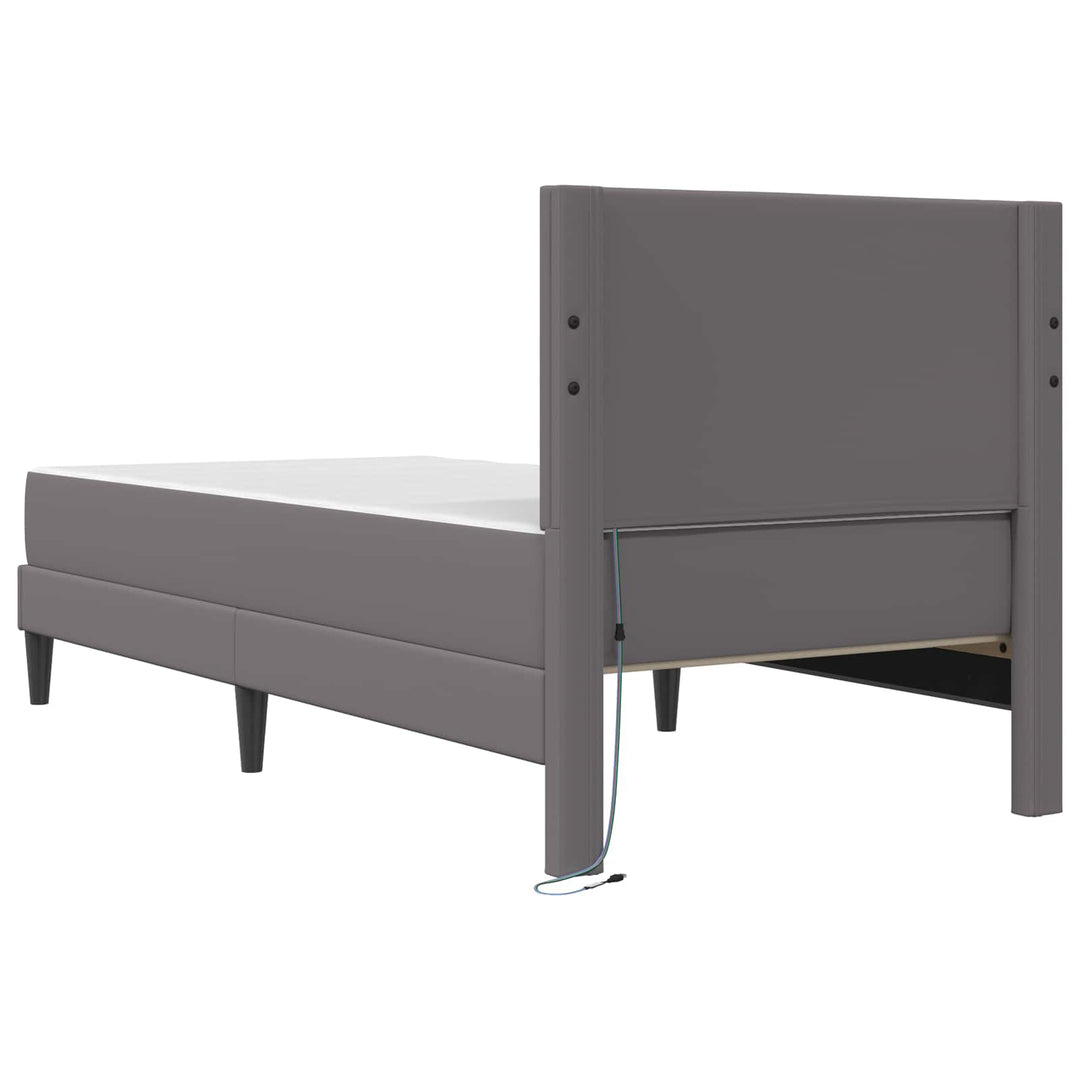 Sengestel med LED-lysstrimler Grå 90 x 190 cm Kunstlæder